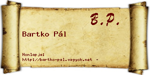 Bartko Pál névjegykártya